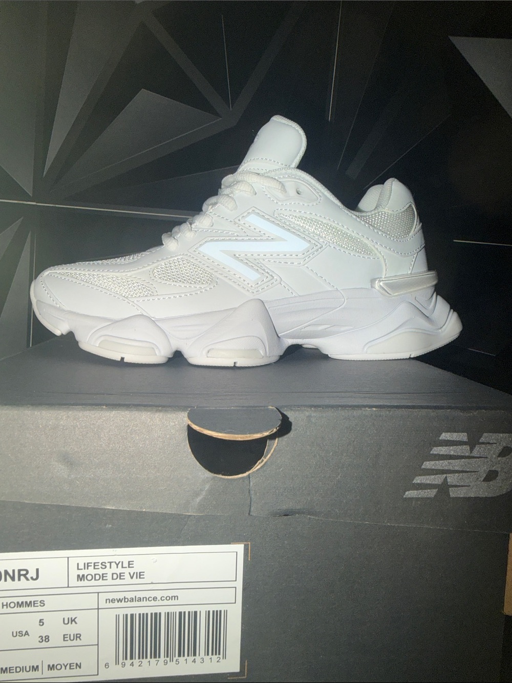 New Balance Women's White Chunky Mesh & Leather Sneaker - Picture 6 of 7